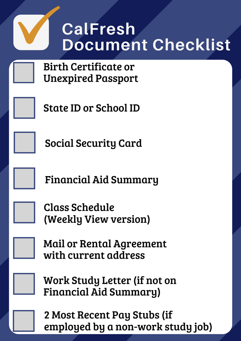 social documents card security needed Document CalFresh Checklist